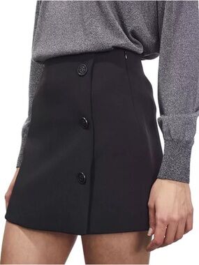 The Kooples Side Button Crepe Minimalist Mini Skirt | French | Size 0